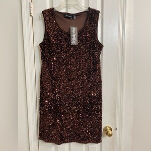 New Nina Leonard velvet sequins dress